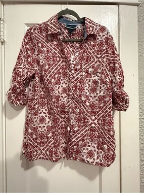 NWT Karen Scott Paisley Print Button-Down Shirt